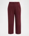 Brunello Cucinelli Light Fleece Straight-leg Crop Travel Pants In Burgundy