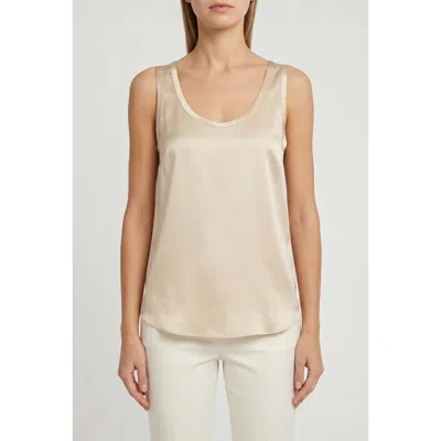 Brunello Cucinelli Light Gold Silk Tank Top In Neutral