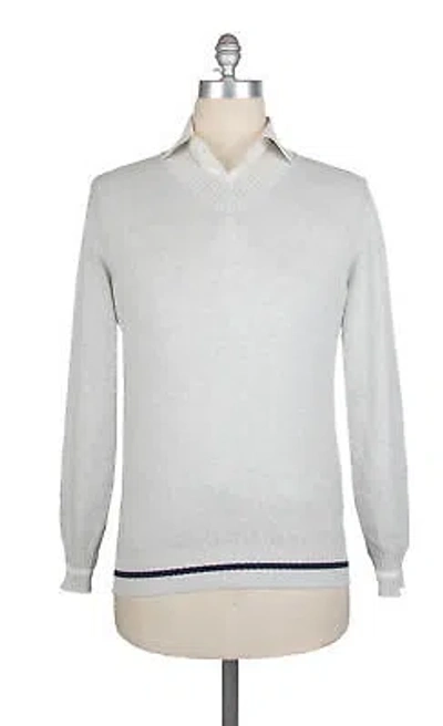 Pre-owned Brunello Cucinelli Light Gray Cotton V-neck Sweater - (bc814231)