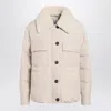 Brunello Cucinelli Quilted Jacket With Shearling Collar And Pockets In Neutral