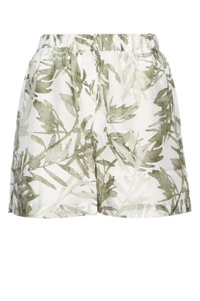 BRUNELLO CUCINELLI LIGHT GREEN HERBARIUM-PRINT SHORTS