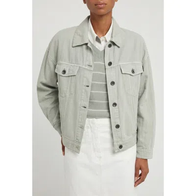 Brunello Cucinelli Light Green Linen Jacket In Gray