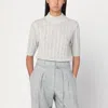 Brunello Cucinelli Light Grey Cable-knit Sweater In Mohair Blend