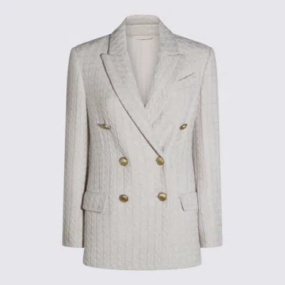 BRUNELLO CUCINELLI LIGHT GREY CASHMERE BLAZER