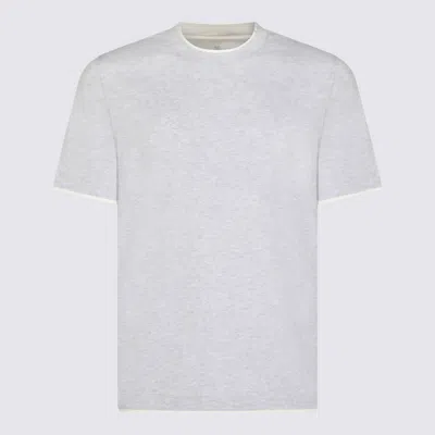 Brunello Cucinelli Light Grey Cotton T-shirt In Multi