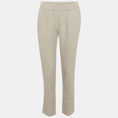 Pre-owned Brunello Cucinelli Light Grey Crepe Cropped Trousers S In Green