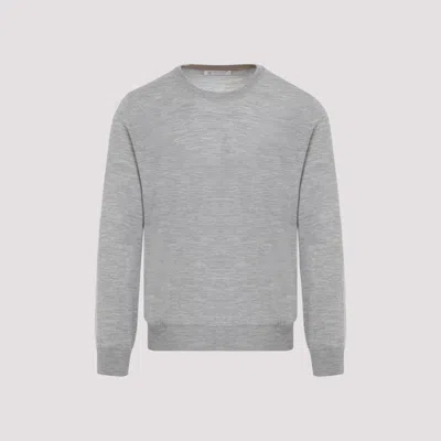 BRUNELLO CUCINELLI LIGHT GREY CREWNECK SWEATER