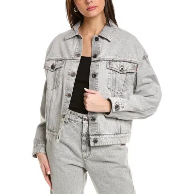 Brunello Cucinelli Light Grey Denim Jacket In Gray