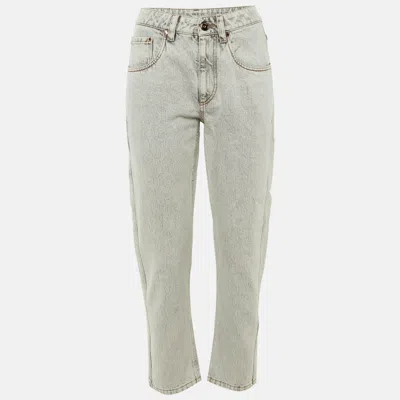 Pre-owned Brunello Cucinelli Light Grey Denim The Straight Leg Jeans S/waist 28" In Gray