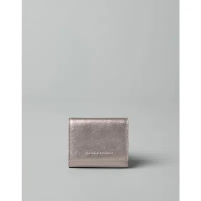 Brunello Cucinelli Light Grey Leather Wallet In ["silver Tone"]
