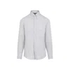 Brunello Cucinelli Grey Linen Shirt With Classic Button-down Collar In Grey
