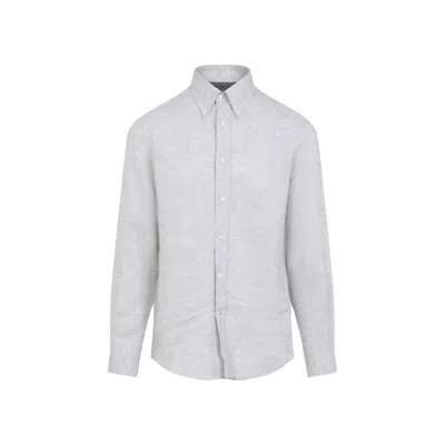 BRUNELLO CUCINELLI BRUNELLO CUCINELLI LIGHT GREY LINEN SHIRT