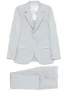 Brunello Cucinelli Light Grey Linen Single-breasted Suit In Blue