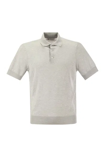 Brunello Cucinelli Polo In Maglia Di Cotone E Seta In Grey