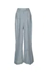 Brunello Cucinelli Light Grey Metallic-threading Trousers In Light Grey