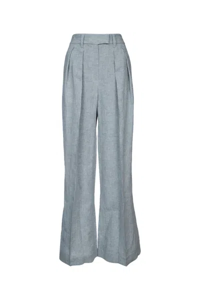 Brunello Cucinelli Light Grey Metallic-threading Trousers