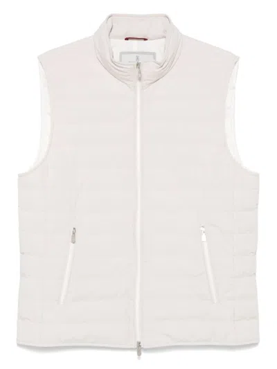 Brunello Cucinelli Light Grey Nylon Down Jacket In White