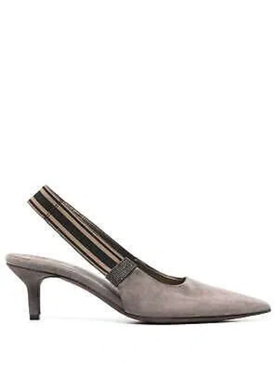 Pre-owned Brunello Cucinelli Light Grey Pointed Toe Suede Pumps In Leather Woman In Ossido