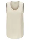 Brunello Cucinelli Stretch Silk Satin Top In Light Grey