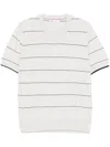 Brunello Cucinelli Light Grey Striped T-shirt With Relaxed Fit In White