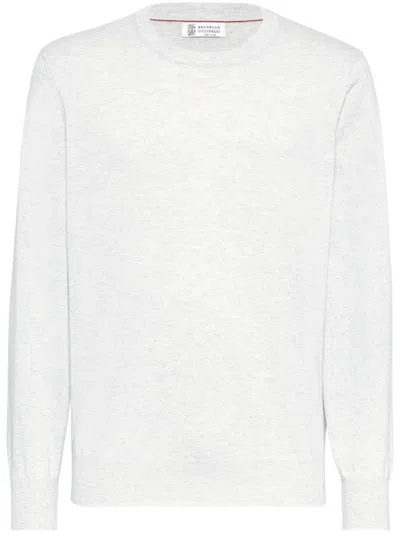 Brunello Cucinelli Light Grey Textured Sweater In Fog