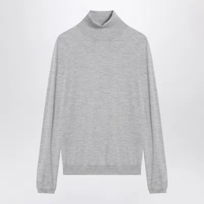 BRUNELLO CUCINELLI BRUNELLO CUCINELLI LIGHT GREY TURTLENECK IN CASHMERE BLEND
