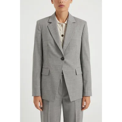 Brunello Cucinelli Light Grey Wool Tailored Blazer In Animal Print