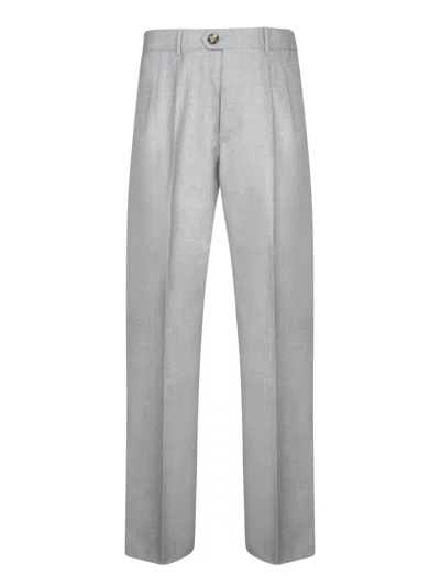 BRUNELLO CUCINELLI LIGHT GREY WOOL TROUSERS