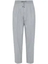 Brunello Cucinelli Linen Drawstring Leisure Trousers In Grey