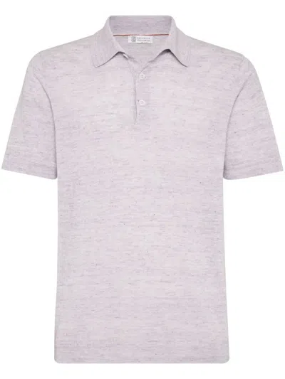 Brunello Cucinelli Light Purple Knitted Polo In Multicolor