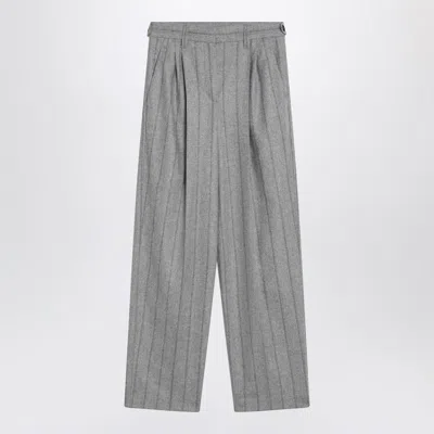 Brunello Cucinelli Light Striped Wide Trousers In Grey