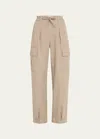 BRUNELLO CUCINELLI LIGHTLY WRINKLED COTTON CARGO PANTS WITH DRAWSTRING WAIST