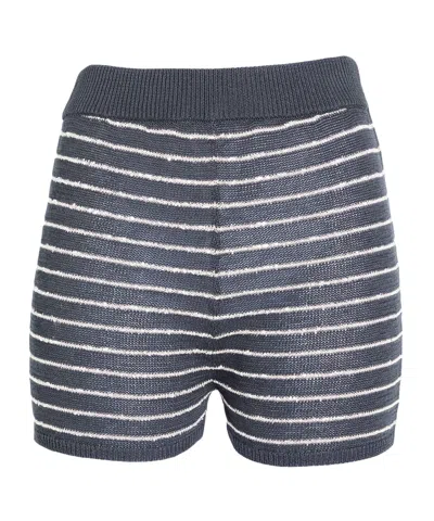 Brunello Cucinelli Lightweight And Comfortable Striped Hot Pants In Gray