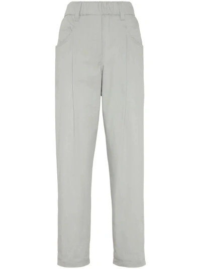 Brunello Cucinelli Lightweight Baggy Pants With Shiny Tab In Gray