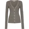 Brunello Cucinelli Striped Cardigan In Black