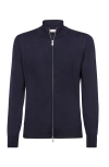 Brunello Cucinelli Wool And Linen Blend Blous In Blue