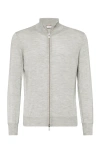 Brunello Cucinelli Men High-necked Cashmere Cardigan With Zip In Gray