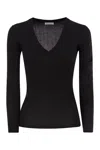 Brunello Cucinelli Women Lightweight Cashmere And Silk Broad Rib Sweater In Black