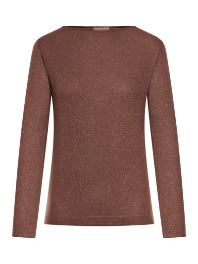 Brunello Cucinelli Lightweight Cashmere And Silk Sparkling Sweater In Brown