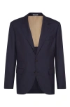 Brunello Cucinelli Single-breasted Virgin-wool Blazer In Navy Blue
