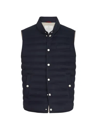 Brunello Cucinelli Lightweight Cashmere Flannel Down Vest In Multi