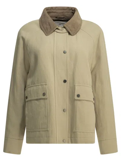Brunello Cucinelli Lightweight Cotton And Linen Jacket In Neutral