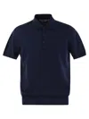 Brunello Cucinelli Blue Polo Shirt In Cotton Short-sleeves With Bottons In Blue
