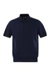 Brunello Cucinelli Blue Polo Shirt In Cotton Short-sleeves With Bottons In Blue