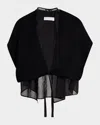 Brunello Cucinelli Lightweight Cotton Knit Top With Removable Organza Insert In C101 Black
