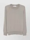 Brunello Cucinelli Lightweight Crew Neck Sweater With Ribbed Cuffs In Neutrals
