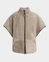 Brunello Cucinelli Lightweight Curly Sheep Shearling Jacket In Neutral