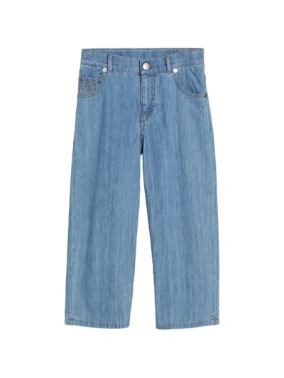 Brunello Cucinelli Kids' Lightweight Denim Baggy Five-pocket Trousers In Blue