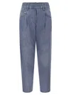 BRUNELLO CUCINELLI LIGHTWEIGHT DENIM BAGGY TROUSERS WITH SHINY TAB