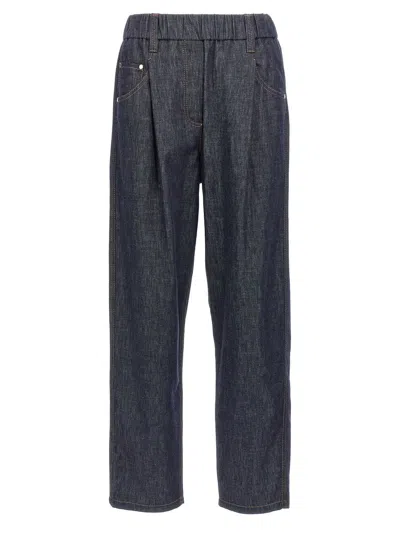 Brunello Cucinelli Lightweight Denim Five-pocket Trousers In Blue